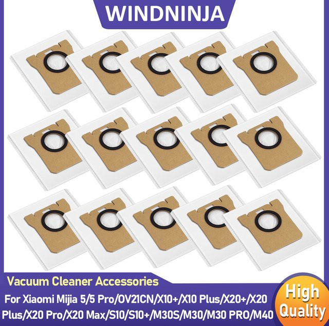 WINDNINJA Staubbeutel Ersatzset für Xiaomi Mijia 5, 5 Pro, X10+, X20+, S10, M30 und M40 Roboterstaubsauger - Bild 1