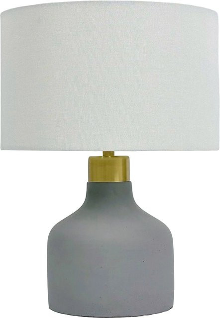 Relaxdays Tischlampe aus Beton und Leinen in Grau und Weiß, H: 35 cm, B: 25 cm, T: 25 cm - Bild 1