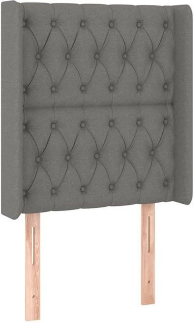 vidaXL Kopfteil mit Ohren in Dunkelgrau aus Stoff, B/T/H: 83 x 16 x 118/128 cm - Bild 1
