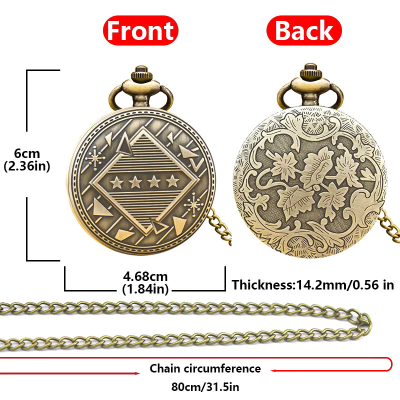 Wecin Gedenktaschenuhr, Quarz, Bronze, Messing, Unisex - Bild 2