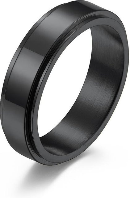 YIRAN Ring Edelstahl, graviert, drehbar, Schwarz, Unisex - Bild 1