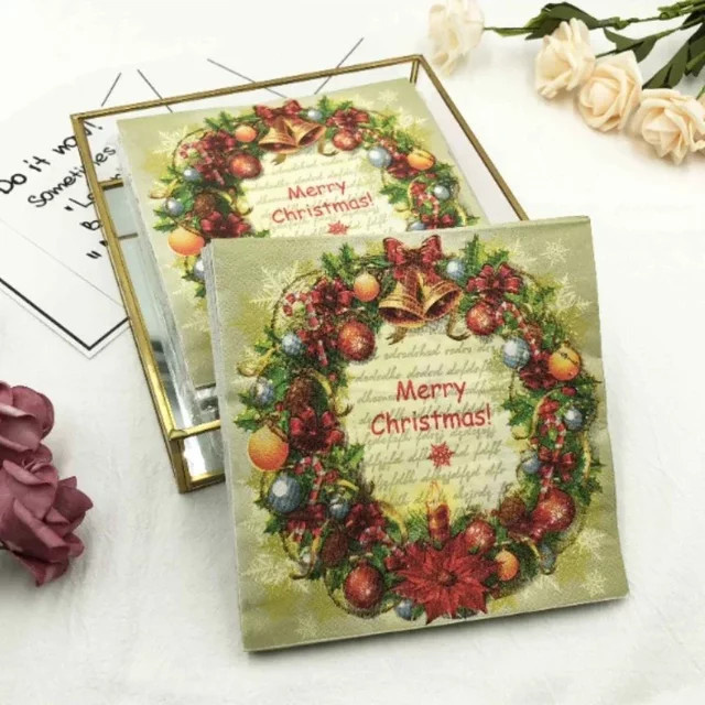 GUANYAO Weihnachtliche Servietten mit Glocken-Motiv, bunt bedruckt, B/B: 33 x 33 cm - Bild 1