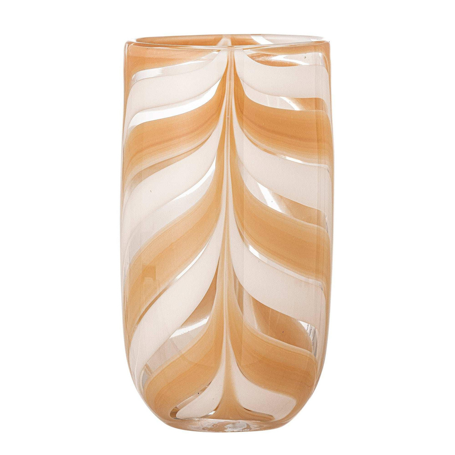 Bloomingville Glasvase Taven in Orange mit Streifen im skandinavischen Design, Höhe: 21,5 cm, Breite: 12,0 cm, Tiefe: 12,0 cm - Bild 1