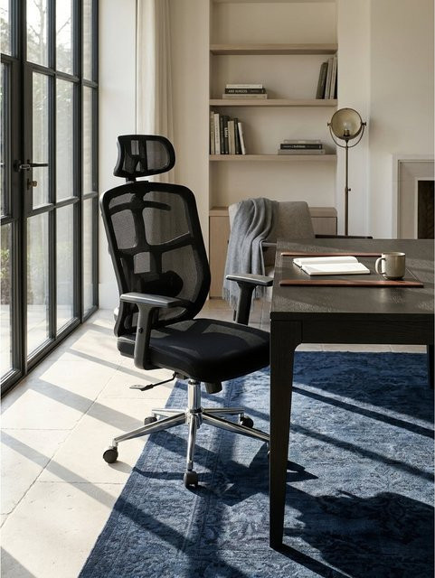 KADIMA DESIGN Bürostuhl Schwarz in Mesh-Optik mit Kopfstütze und Armlehnen - Bild 1