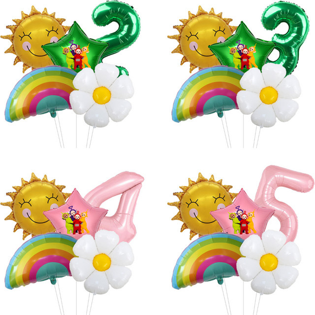 Bandai Teletubbies Jumbo Ballon Deko-Set, Folienfiguren-Ballons, Latex Globos - Bild 1