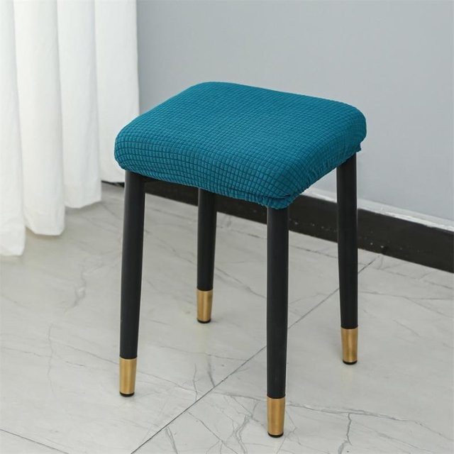 Beeinch Hocker Abdeckung Elastischer Schonbezug Quadratisch in Dunkelgrau - Bild 1