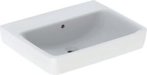 Geberit Renova Plan Waschtisch aus Keramik in Weiß mit Überlauf, B/T: 60 x 48 cm - Bild 1