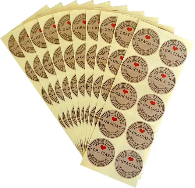 GRACIAS Runde Scrapbooking Siegel Aufkleber mit Gracias Aufdruck, 100 Stück, Braun - Bild 1