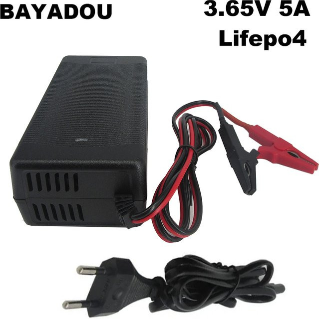BAYADOU LiFePO4 Ladegerät für 1S Energiespeicher in Schwarz, 3,65 V, 5A bis 10A Schnellladegerät für Eisenphosphat-Batteriezellen - Bild 1