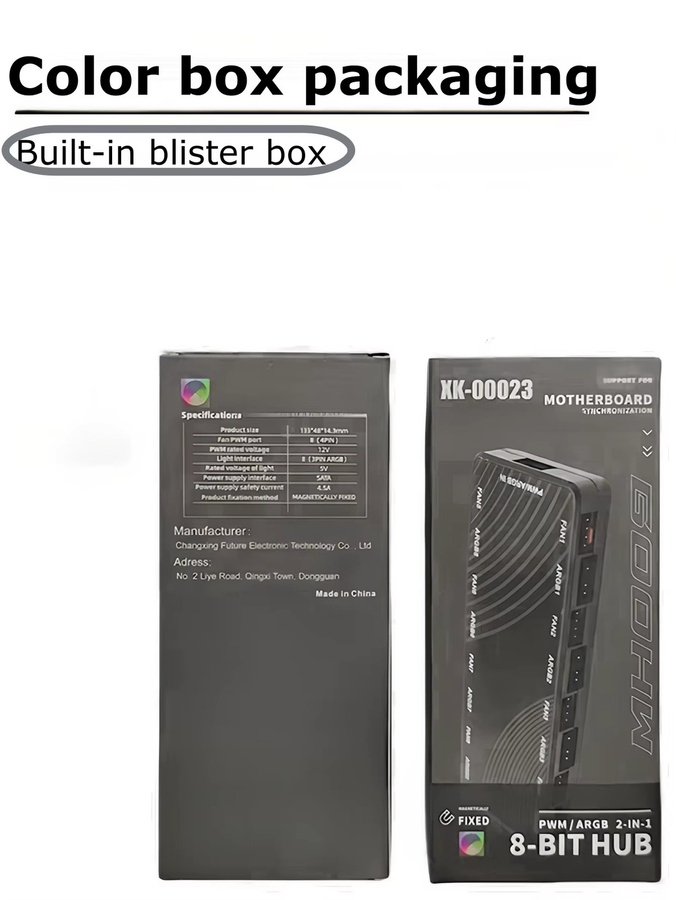 CX FUTRUE Gehäuselüfter-Hub mit Dual 8 Ports, ARGB 3-PIN und PWM 4-PIN Anschlüssen sowie Fernbedienung, Schwarz - Bild 4