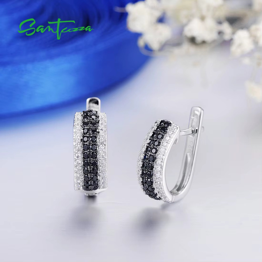 SANTUZZA Ohrringe, 925 Silber, schwarzer Spinell, Damen - Bild 3