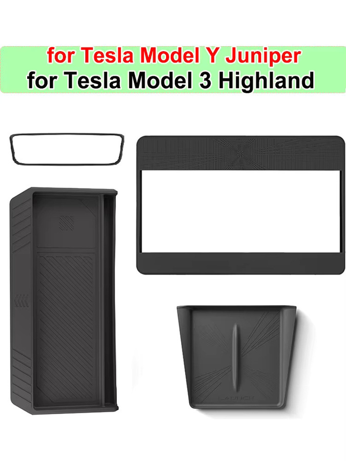 Beworth GPS Bildschirm Rahmen Schutzstreifen und kabelloses Ladepad für Tesla Modell Y Juniper und Model 3 Mittelkonsole in Schwarz - Bild 5