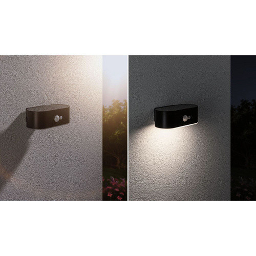Paulmann Ayda Solar-Wandleuchte mit Bewegungsmelder, LED, Warmweiß, Schwarz, B/H/T: 18 x 6 x 18 cm - Bild 3