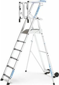 Zarges ZAP Safemaster Max S Plattformleiter aus Aluminium, fahrbar, 6 Stufen, Silber, B/T/H: 55 x 40 x 150 cm - Bild 1