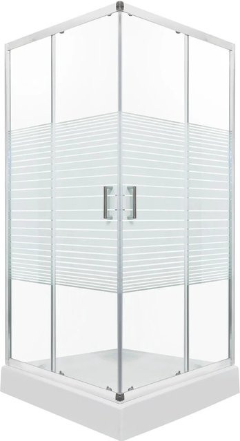 Kerra Duschkabine Madera STR SQ Eckdusche mit Duschwanne, Glasstärke: 5 mm, Farbe: Transparent/Weiß, B/T: 80 x 80 cm, Höhe: 205 cm - Bild 1