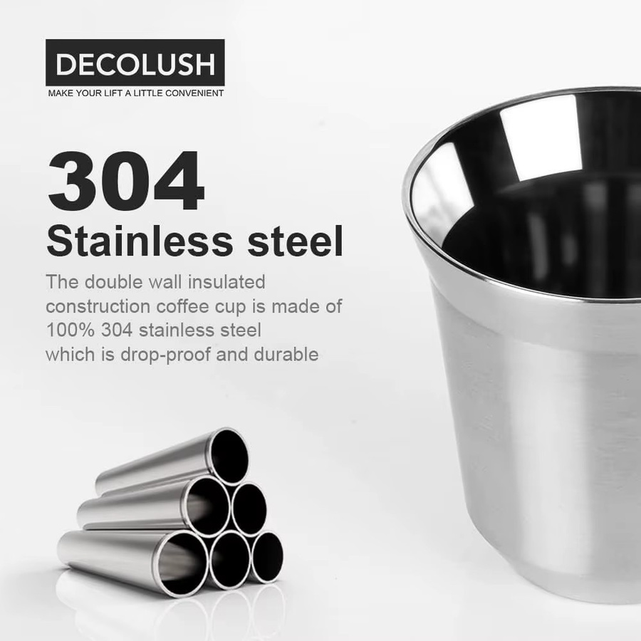 FEB.WIND Espressotasse aus Edelstahl, doppelwandig isolierter Kaffeebecher in Silber, ideal als Reise- und Campingbecher - Bild 2