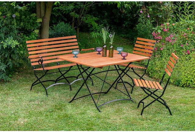 Merxx Schlossgarten Set 4-tlg. aus Eukalyptusholz in Grau und Braun, Tisch B: 120 cm, T: 80 cm, H: 74 cm - Bild 1