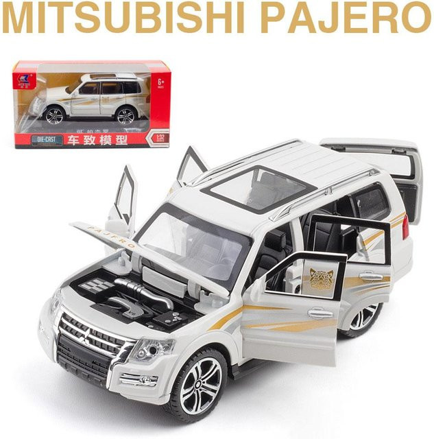 Fourall- Model Cars Mitsubishi Pajero SUV, Druckgussauto-Modellspielzeug, Maßstab 1:32, mit Ton und Licht, weiß, ab 6 Jahren - Bild 1