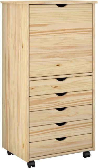 vidaXL Rollschrank aus Massivholz Kiefer in Braun mit Rollen, B/T/H: 53 x 39 x 103 cm - Bild 1