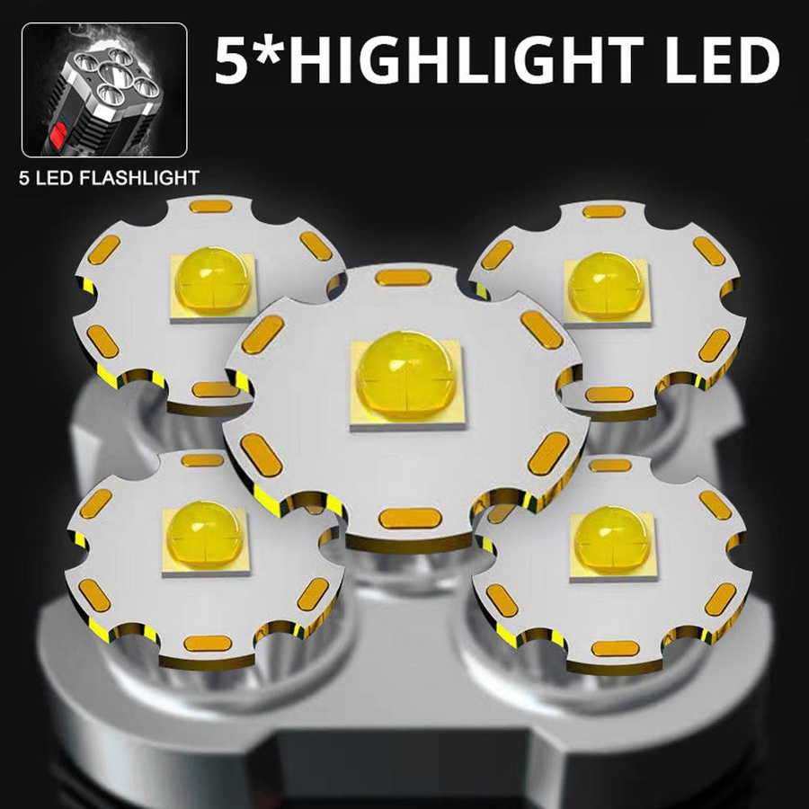 TOMTOP JMS LED-Taschenlampe mit USB-Ladefunktion und Seitenlicht, Silber - Bild 9