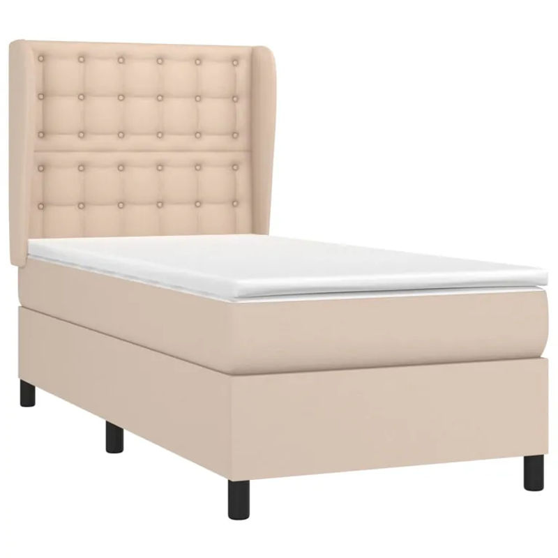 Vidaxl Kontinentalbett mit Matratze in Beige, Kunstleder, B/T: 90 x 190 cm - Bild 2