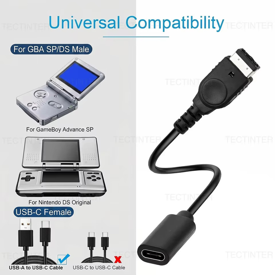 USB Typ-C Ladekabel für Nintendo GBA SP Game Boy Advance und Nintendo DS in Schwarz - Bild 2