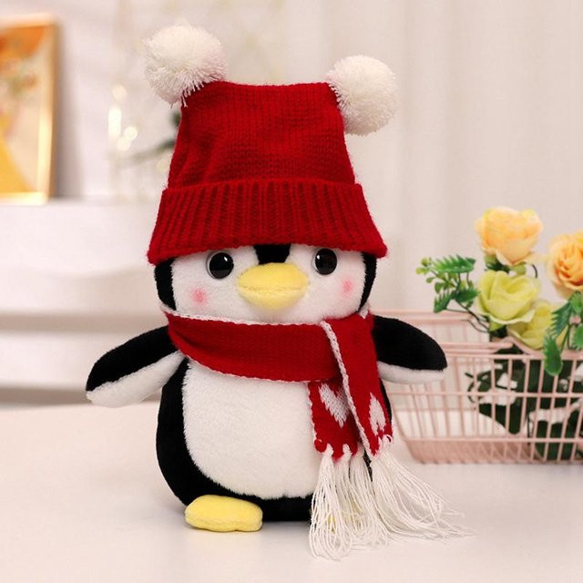 Yiran Health & Beauty Pinguin mit Hut und Schal, Plüschtier Puppe, 25cm - Bild 1