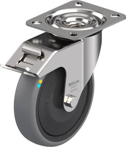 Blickle Lenkrolle LEX-TPA 127KFD-FI-ELS mit Feststeller in Edelstahl und Kunststoff, Rad-Durchmesser: 125 mm, Tragfähigkeit: 80 kg - Bild 1
