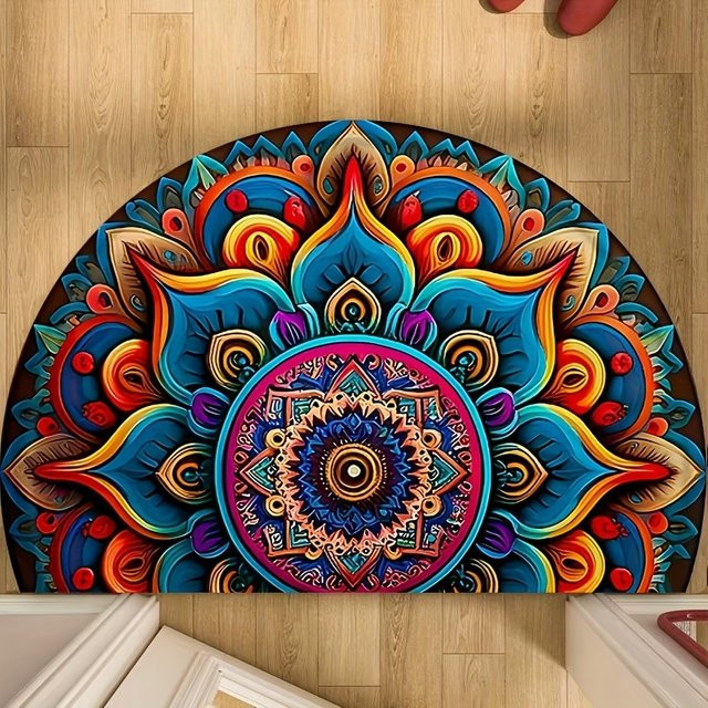 VIKAMA Posy Floral Halbkreis-Fußmatte in Multicolour, rutschfest und weich, B/T: 60 x 40 cm - Bild 1