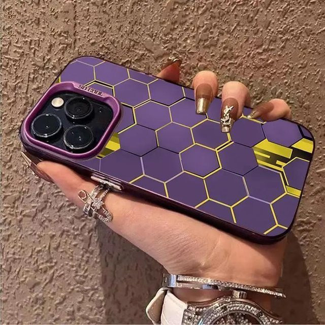ZJM Mall Cyberpunk Honeycomb Cube iPhone Hülle Stoßfeste weiche Schutzhülle in Purple - Bild 1