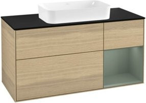 V&B Waschtischunterschrank Finion in Platinbraun mit Regalfach rechts, lackiert, Breite: 120 cm, Tiefe: 50,1 cm, Höhe: 50,1 cm - Bild 1