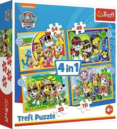 Trefl 4 in 1 Puzzle Paw Patrol Set mit 35, 48, 54 und 70 Teilen in Bunt/Mehrfarbig