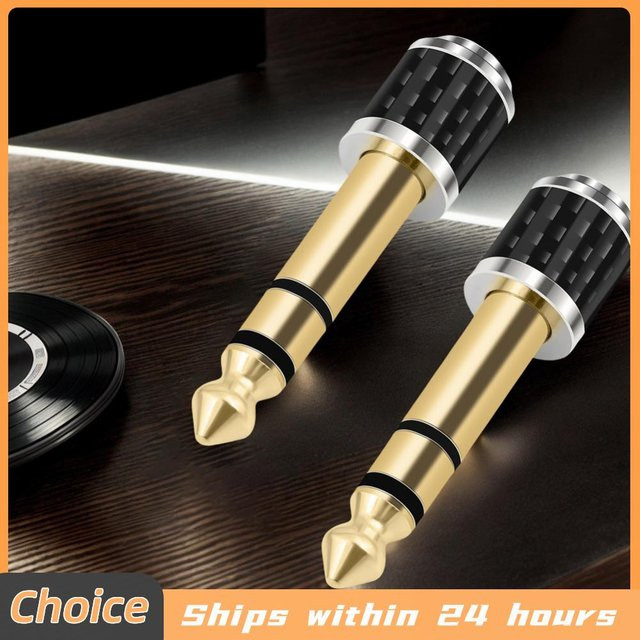 ALLOET Stereo-Kopfhörer-Adapter 6,35 mm Klinkenstecker auf 3,5 mm Buchse, Gold - Bild 1