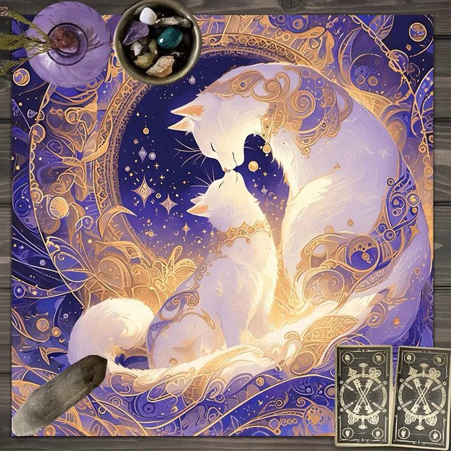 VIKAMA Dreamy Starry Cat Tischdecke, rechteckige Schreibtischunterlage mit Sternen, schmutzabweisend und ölbeständig, Mehrfarbig - Bild 1