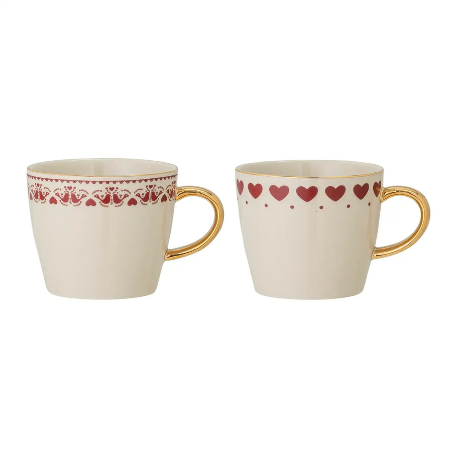 Bloomingville Becher aus Steingut 2er-Set in Rot und Multicolour - Bild 1