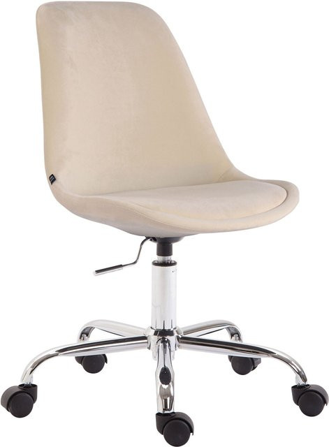 TPFLiving Bürostuhl Toulon in Beige aus Samt und Metall, modern, B/T/H: 54 x 54 x 81 cm - Bild 1