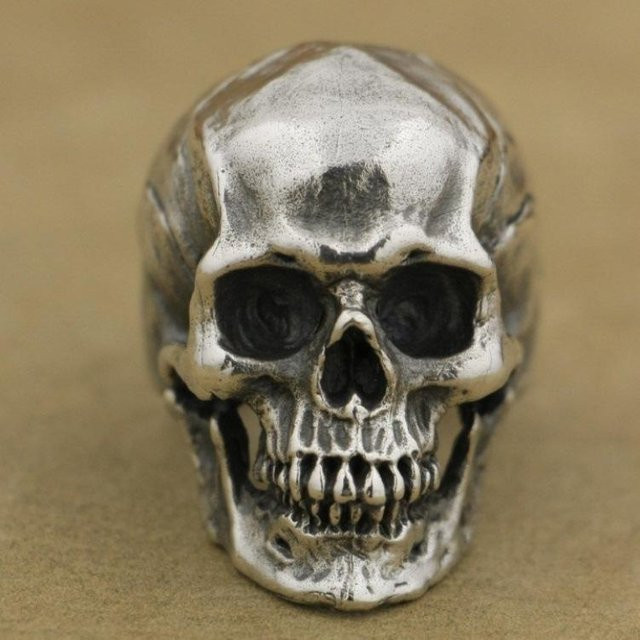YIRAN Ring Retro Cracked Skull, Kupfer, Schwarz, Herren - Bild 1