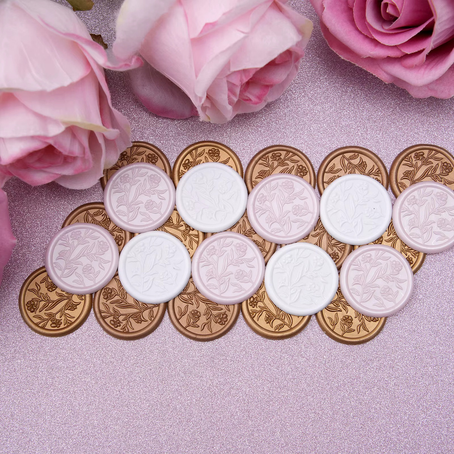 30 Stück selbstklebende 3D-Blumen-Wachssiegel-Aufkleber in Metallic-Hellgold für Hochzeitseinladungen und Umschläge - Bild 2
