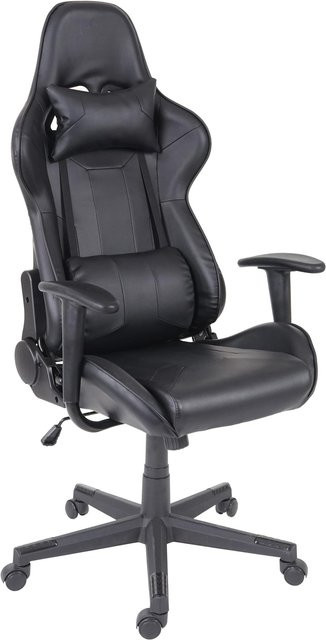 Bürostuhl MCW F84 in Schwarz aus Kunstleder mit Kopfstütze und Armlehnen - Bild 1