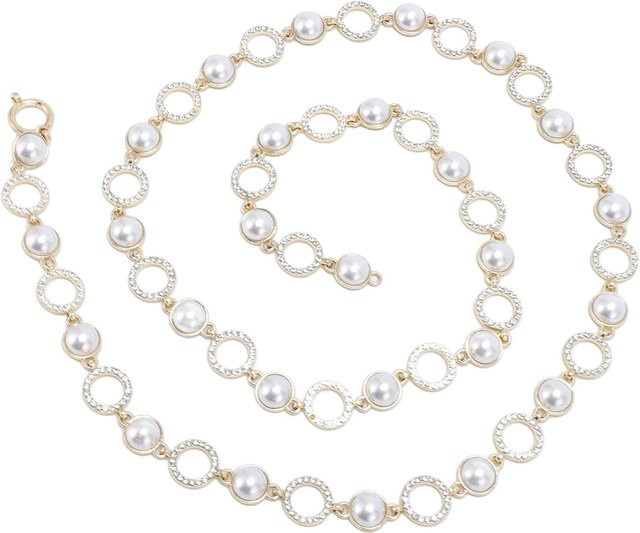 GoolRC Halskette, Perlen, Hohlkreis, Strass, weiß, 1,5 cm Breite, Unisex - Bild 1