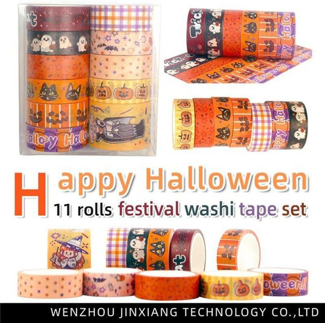 11-teiliges Halloween Washi Tape Set in Multicolour für DIY Scrapbooking und Journal Dekoration - Bild 1