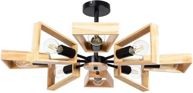 ARTE LAMP LED Kronleuchter im Loft-Design aus Holz und Metall in Schwarz - Bild 1