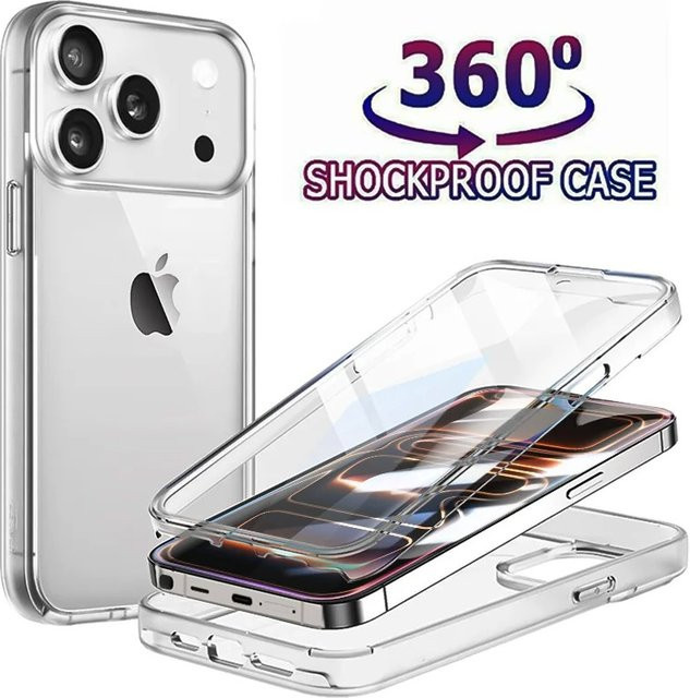 ZEKS 360 Ganzkörper-Handyhülle mit integriertem Displayschutz für iPhone 17, iPhone 17 Pro, iPhone 17 Pro Max und iPhone Air, transparent, stoßfest - Bild 1