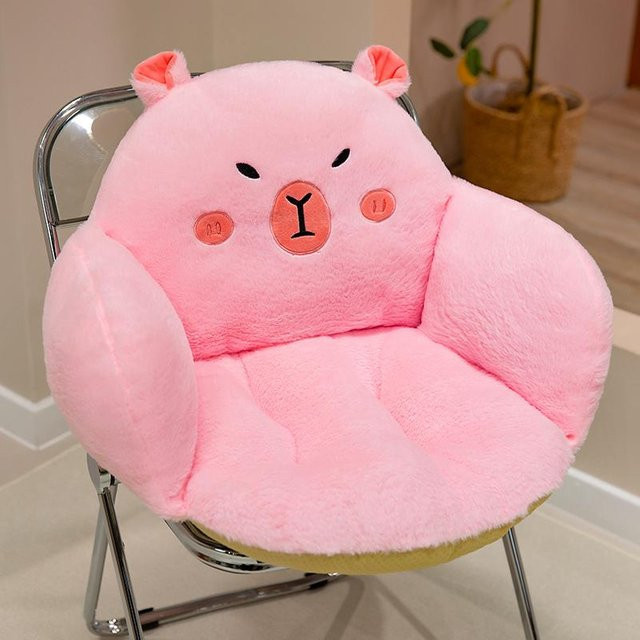 Niedliches Capybara Plüschkissen in Pink, weiches Stofftier als Kuscheltier und Lendenstütze für Sofa und Stuhl - Bild 1