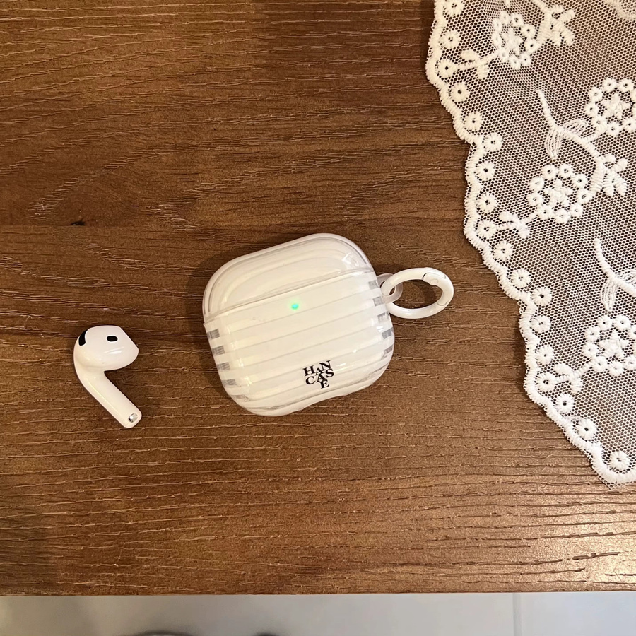 Transparente Schutzhülle für Apple AirPods 1 2 3 4 Pro Pro2 Pro3 mit dreifarbigem horizontalem Streifenmuster in Pink und Multicolour - Bild 2