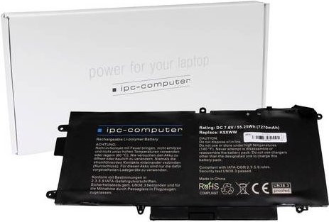 IPC-Computer Notebook-Akku K5XWW-H in Schwarz mit 7,60V und 7270 mAh - Bild 1