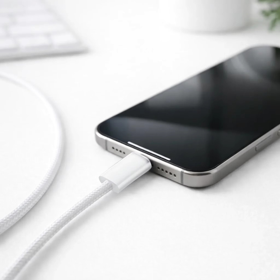 Parallel World USB-C zu USB-C Schnellladekabel mit 60W in Beige und Weiß - Bild 2