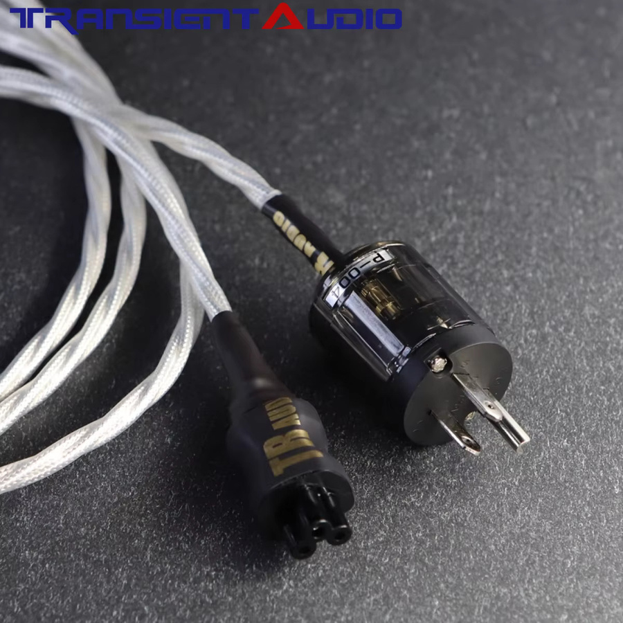 TRANSIENTHI-FI AUDIO HIFI versilbertes IEC C5 Cloverleaf-Stromkabel in Silber für audiophile Qualität - Bild 2