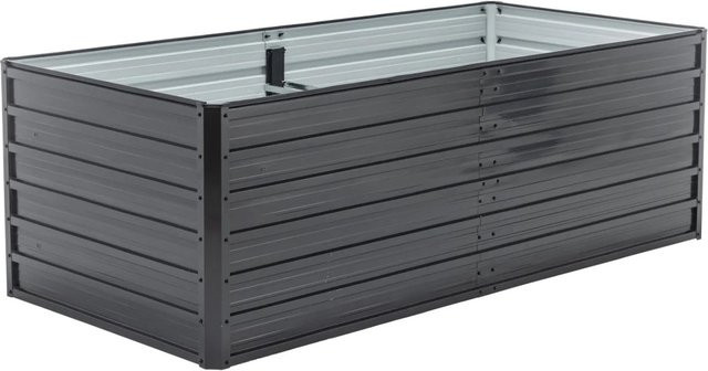 PXloue Metall Hochbeet Schwarz aus verzinktem Stahl mit Holzmaserung und offenem Boden für Garten Terrasse und Balkon B: 190 cm, T: 90 cm, H: 64 cm - Bild 1
