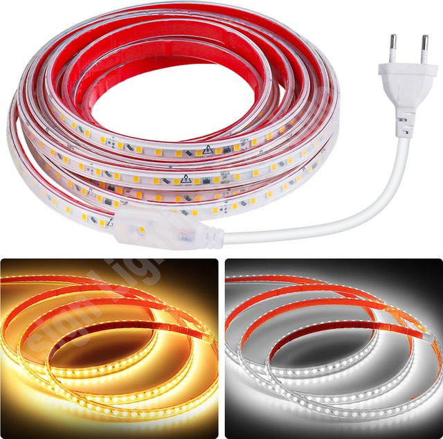 Asign LED-Streifen IP67 wasserdicht mit EU-Netzstecker, 120 LEDs/m, selbstklebend, weißes Licht, 220 V - Bild 1